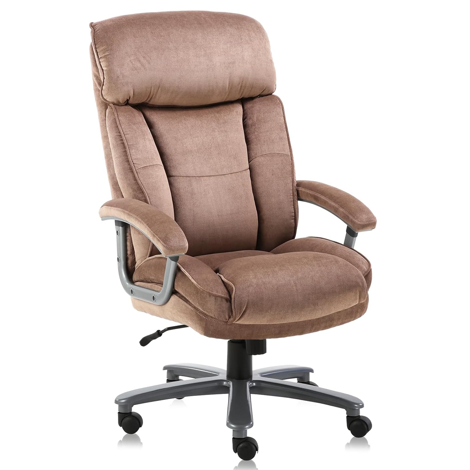 CLATINA Ergonomic Big and Tall Executive Office Chair with Upholstered Swivel 800lbs High Capacity Adjustable Height Thick Padding Headrest and Armrest for Home Office Beige