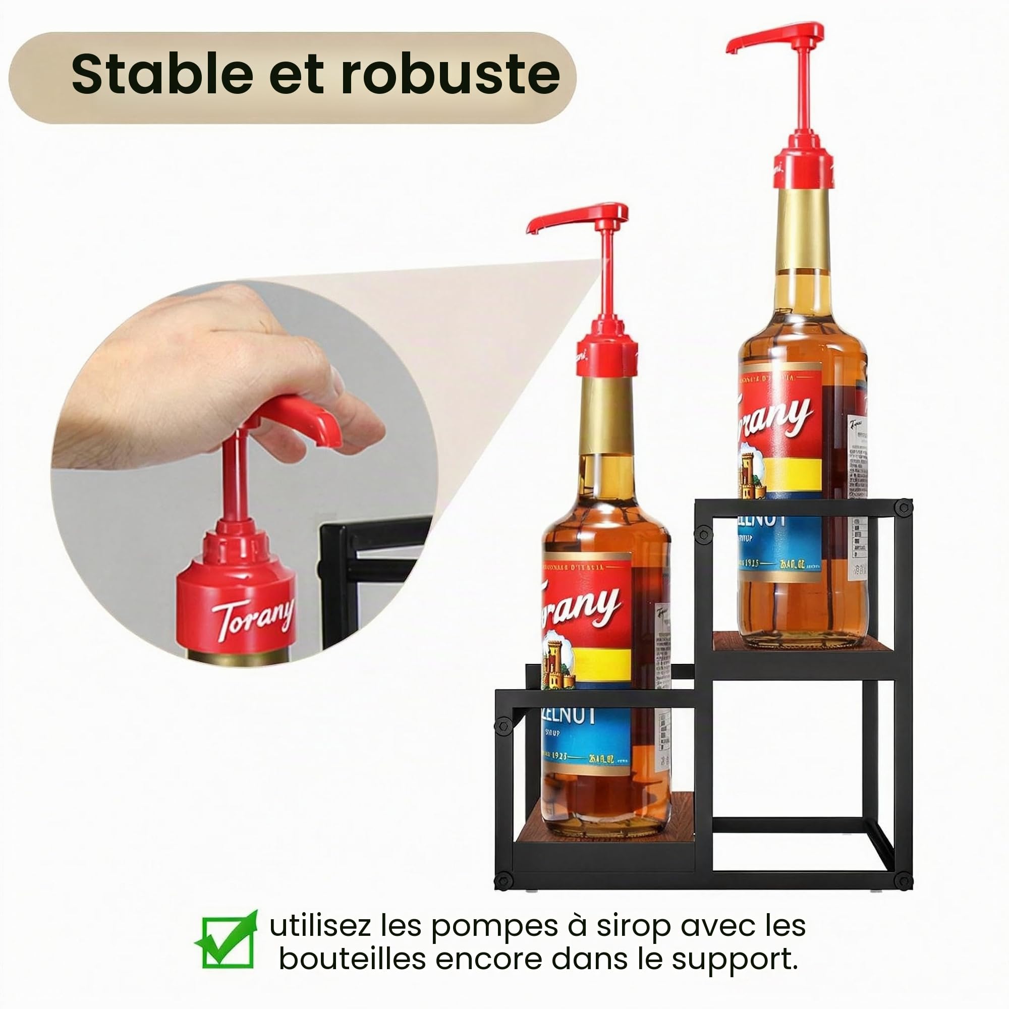 THYGIFTREE Support de sirop de café à 2 niveaux pour station de café