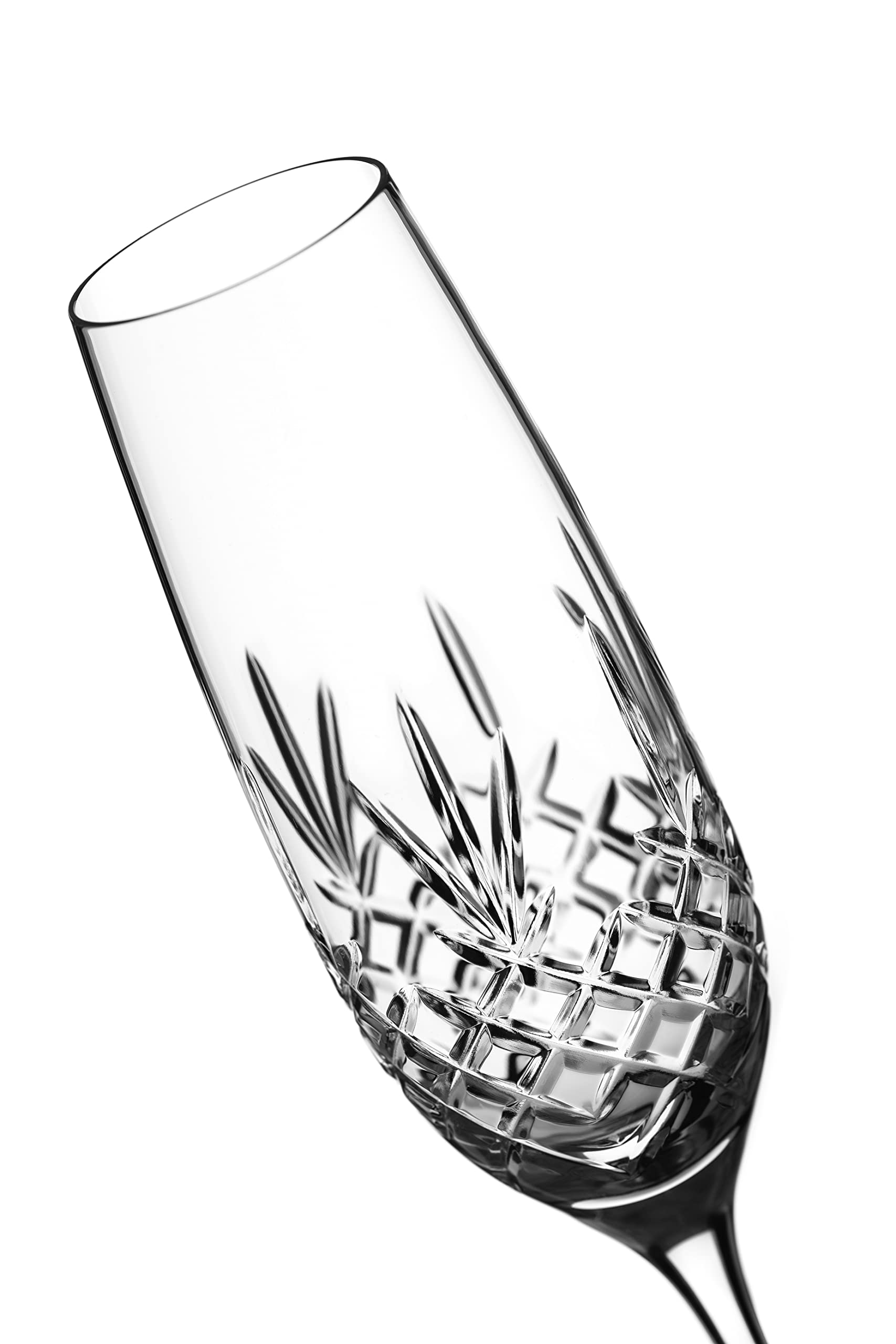DIAMANTE Lot de 2 flûtes à champagne en cristal « Buckingham » traditionnelles coupées à la main