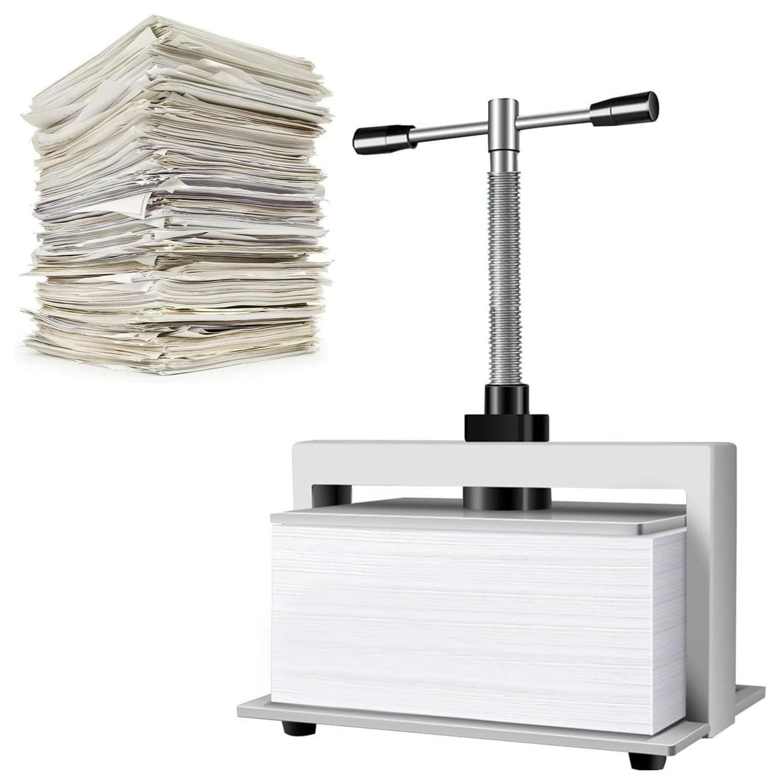 Wytrzymała stalowa rama, ręczna prasa papierowa do formatu A3/A4, 1500 kg, spłaszczacz ciśnieniowy do tworzenia papieru, oprawy książkowej, faktur biurowych, rachunków prasowych z łatwością