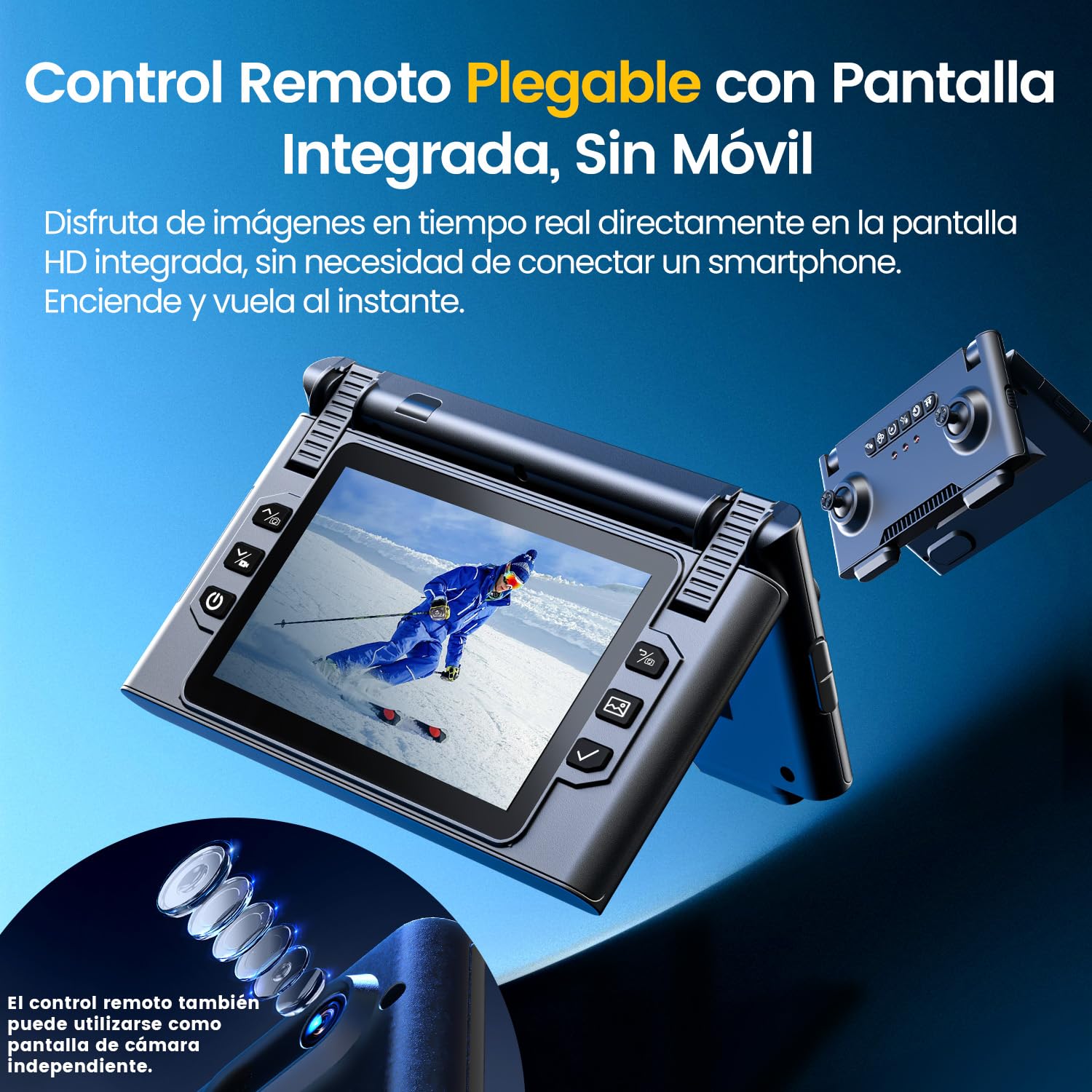 M66 Drone con Controlador HD Plegable de 4,3″, Cámara 1080P para Principiantes con Evitación de Obstáculos, Flujo Óptico, Motor Brushless, 40 Min de Vuelo, Fácil de Volar