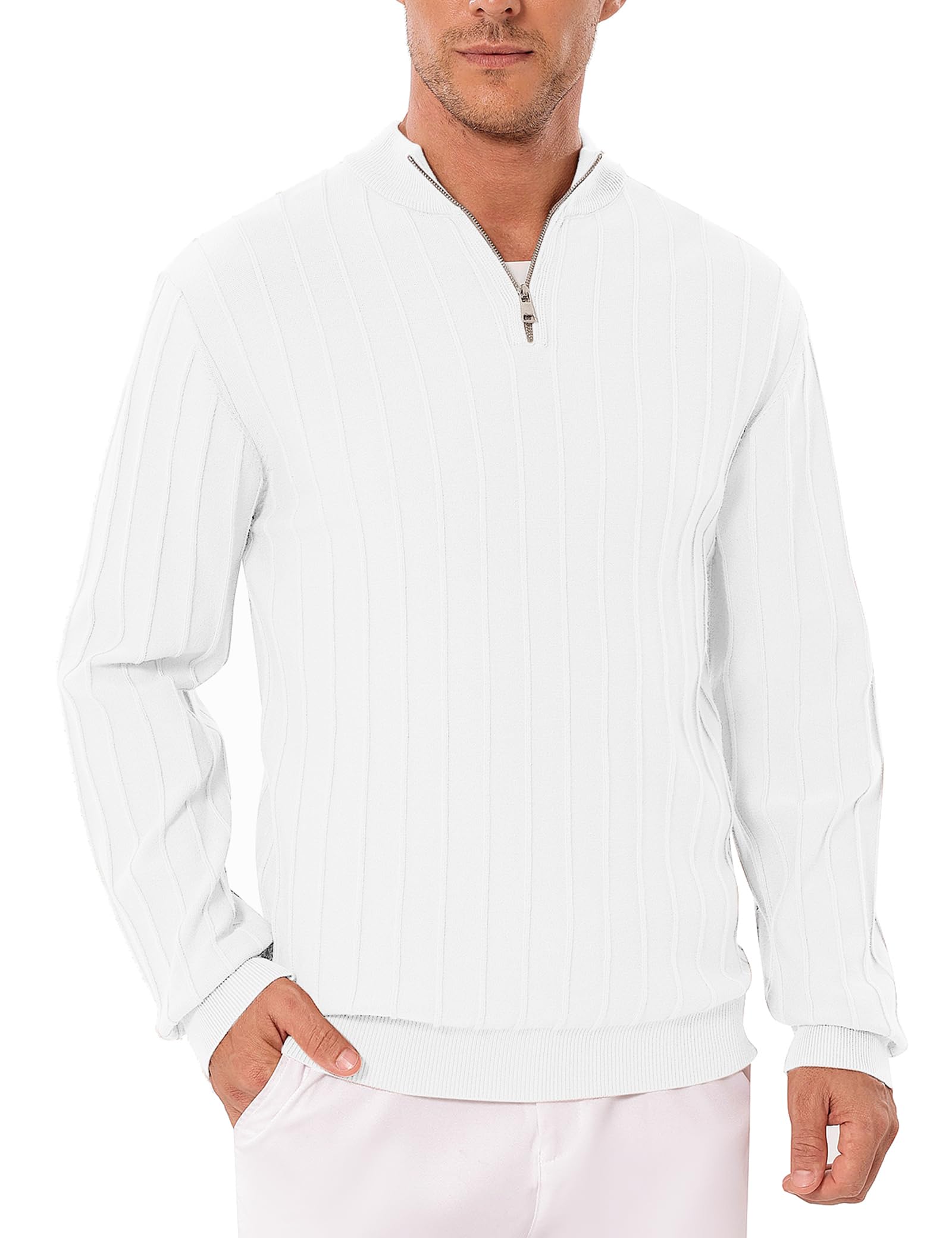 iClosam Maglione Uomo Invernali Collo Alto con Zip Pullover Giacca in Maglia Maglione Pullover Invernale Tenere Caldo