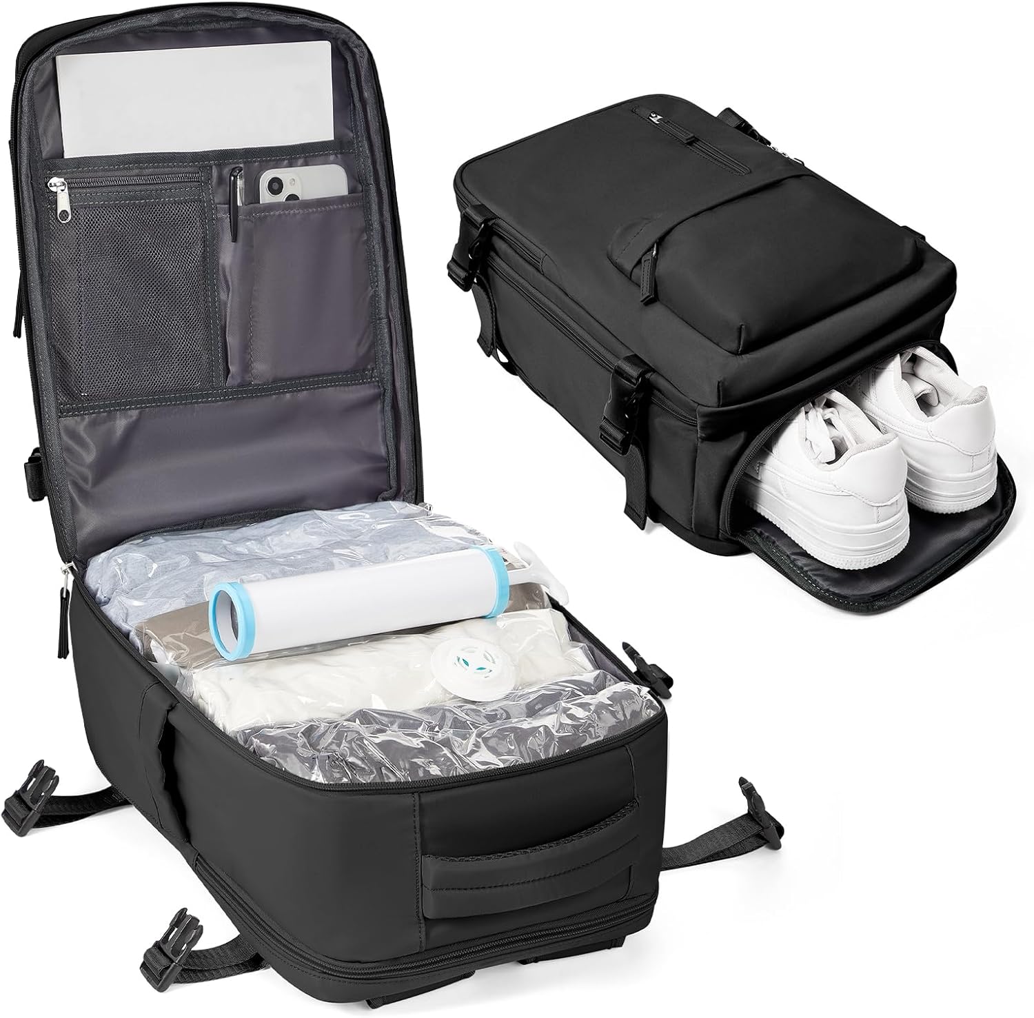 BJLFS Ryanair Vacuum Backpack with Pump 40x20x25 Expandable Handbag Portable Compression Vacuum Bag Waterproof Travel Backpack with Sealed Compression System