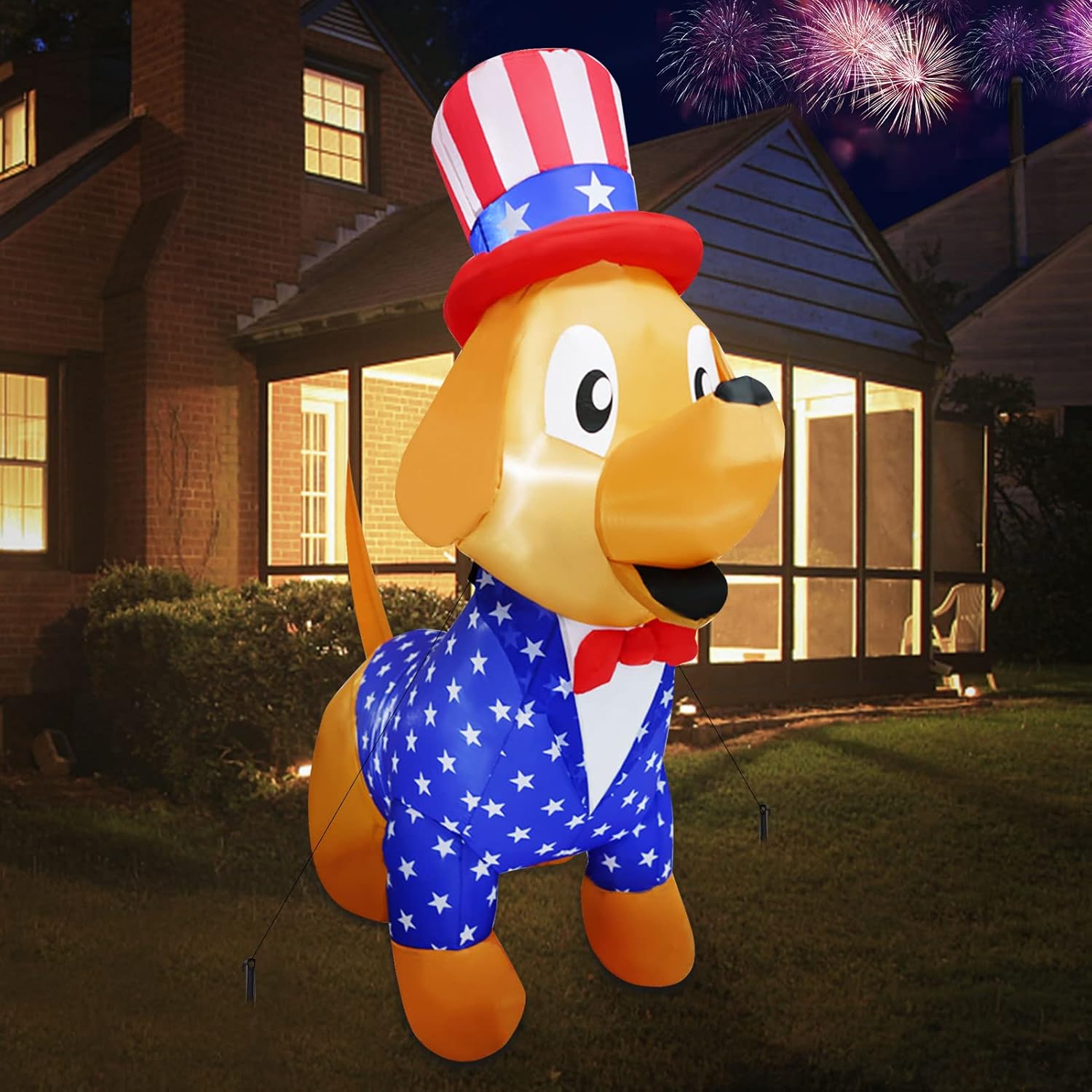 6ft Patriotic Independence Day Inflatable Cute Puppy Dog with Build-in LED Lights,4th of July Holiday Inflatables Outdoor Decorations for Garden Lawn Party Decor : Patio, Lawn & Garden