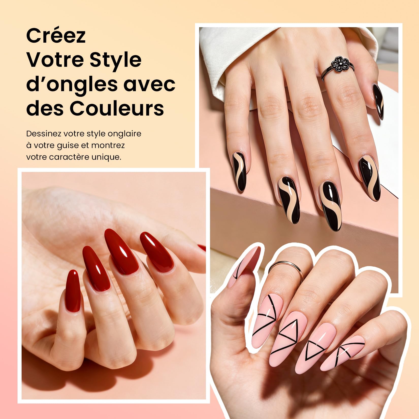 VANREESA Vernis Semi Permanent, 20 Couleurs Noir Rouge Blanc Rose Jaune Bleu Vernis Gel UV Semi Permanent avec Base Top Mat Coat Pailleté, Kit Manucure Cadeau pour Débutants