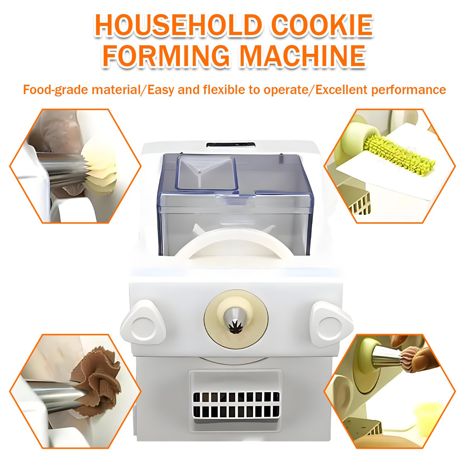 Macchina automatica compatta per biscotti, 8 ugelli + 6 stampi per biscotti, 180 W, design salvaspazio, facile da riporre, regalo perfetto per gli amanti della pasticceria casalinga e del fai da te