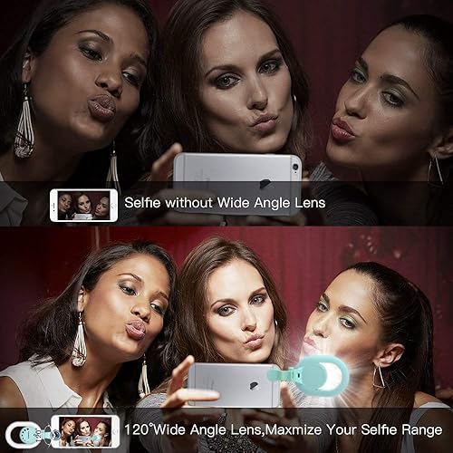 Miniatura 6 de Evershop - Anillo de luz recargable con clip para selfie kit de lente macro y gran angular para teléfono laptop tablet 3 modelos brillo de 7 niveles