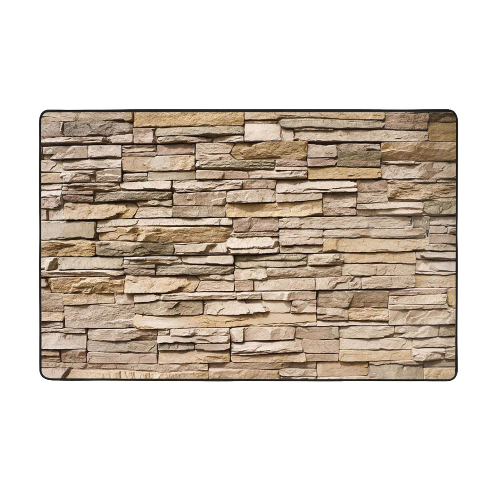 Grand tapis d'intérieur motif briques pour créer un salon chaleureux et cosy