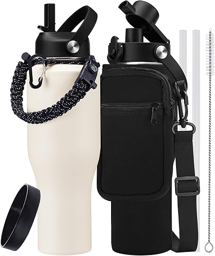 Miniatura 16 de Botella de agua de acero inoxidable de 32 oz - Mantiene fría durante 48 horas, caliente durante 24 horas, botella de agua aislada al vacío a prueba