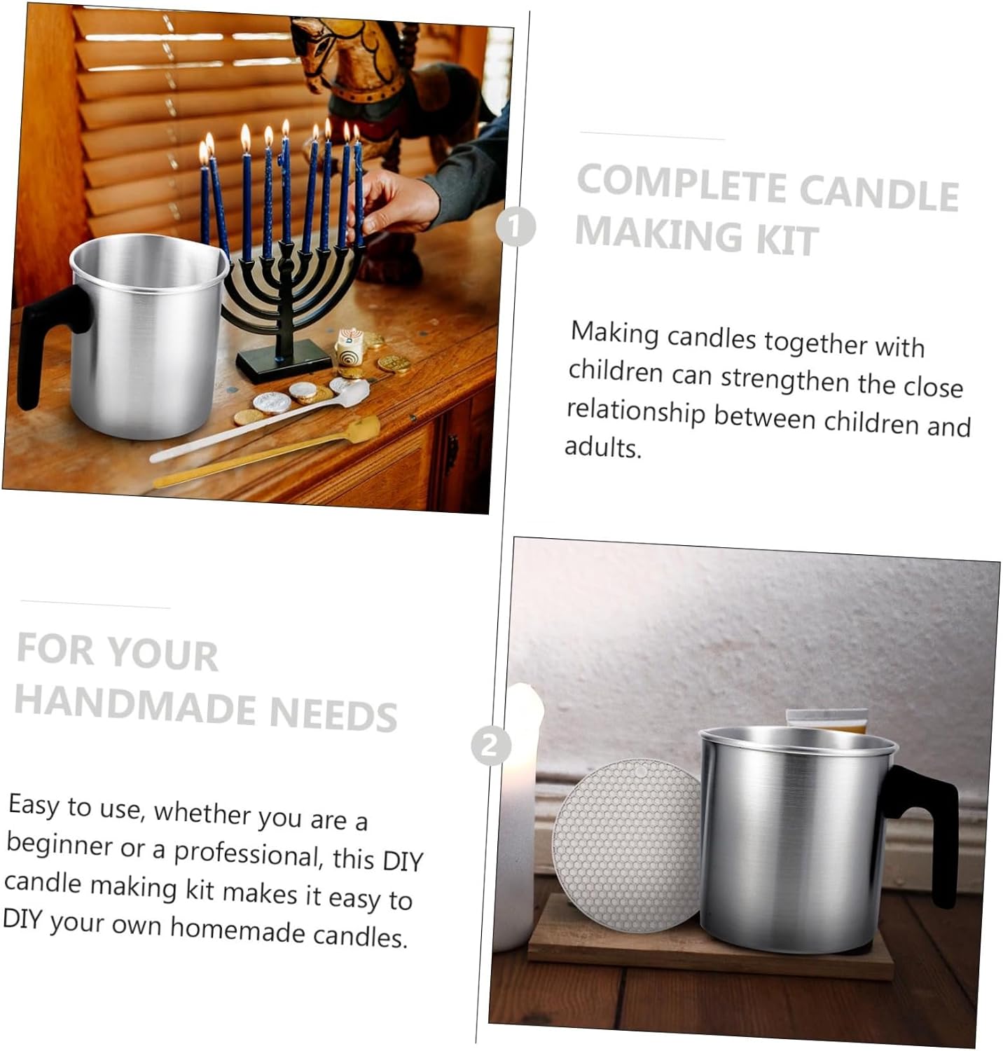 Hohopeti 1set Stainless Steel Candle Making Pouring Pot Kit Candle Making Tools for Family Activities and Special Occasions