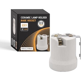 LEDSone Ceramic Porcelain ES27 E27 Edison Screw Heat Vintage Lamp Holder with Bracket 3 Pack Shape 3 Style 5 3 Pack