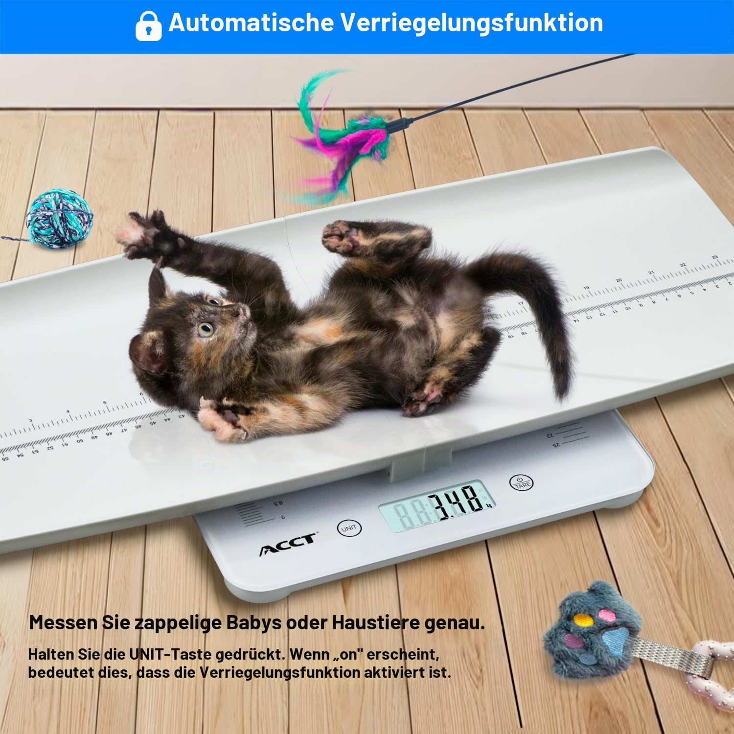 Digitale Babywaage, Säuglingswaage zum Wiegen von bis zu 440 lb mit Haltefunktion, multifunktionale Babywaage, Haustierwaage für Katzen und Hunde, abnehmbare Skalen für Körpergewicht