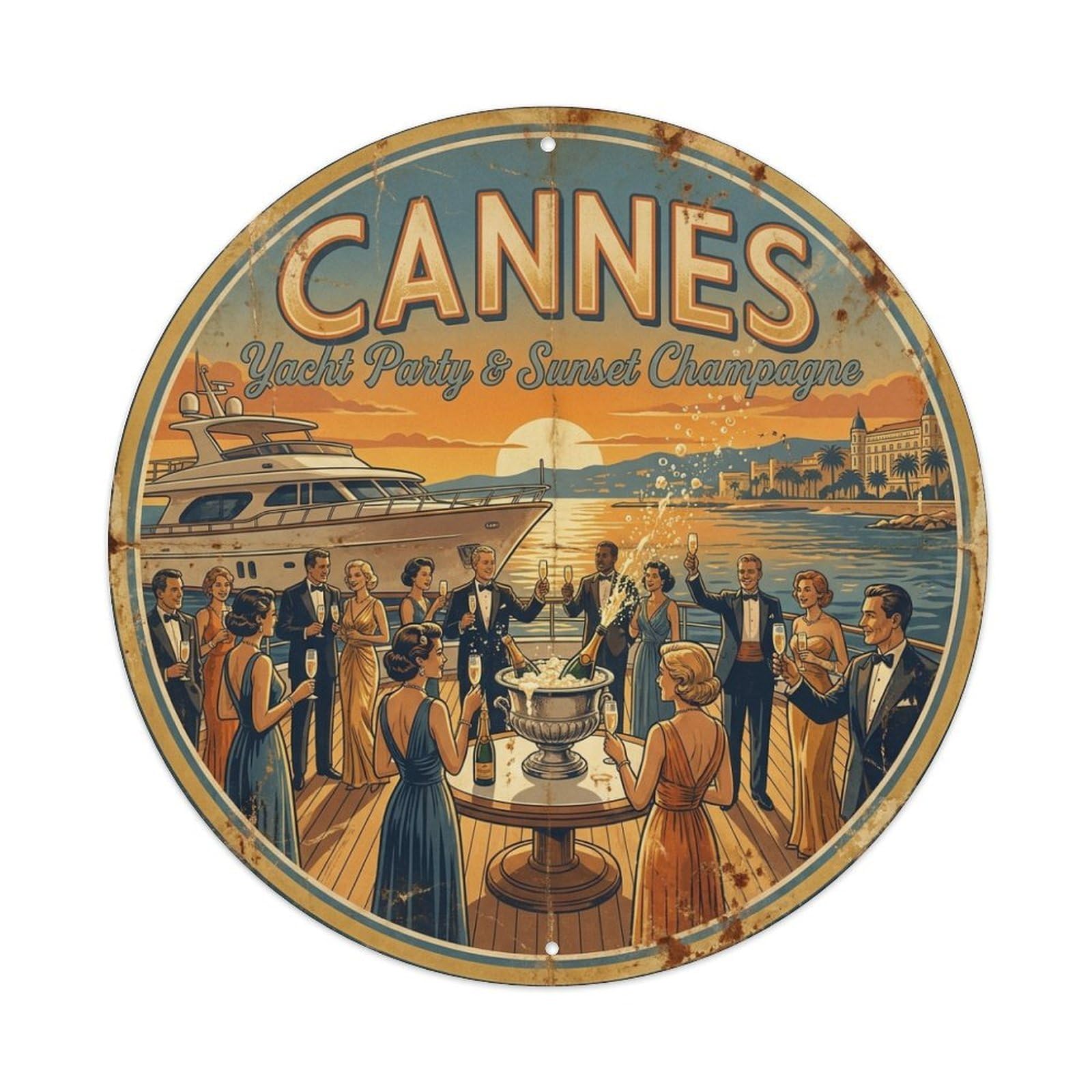 Harbor Seafood Dining Cannes Riviera Culinary Travel Metal Tin Sign