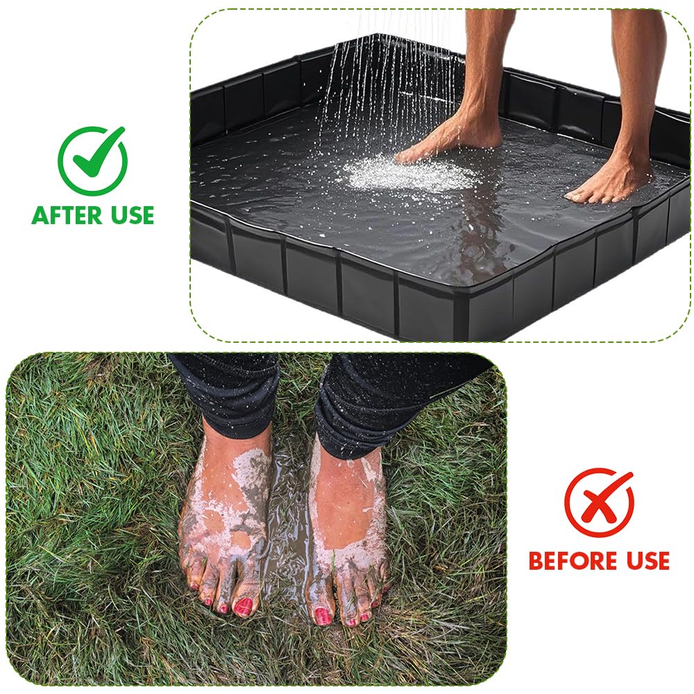 Base de ducha plegable, 104 x 104 x 13 cm, bandeja de ducha portátil con tubo de drenaje extraíble, base de ducha portátil, plegable, camping, ducha, tienda de ducha, para autocaravana, tienda