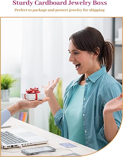 Miniatura 6 de MESHA - Cajas para joyería, de 3.5 x 3.5 x 1pulgadas, de cartón con relleno de algodón, para regalo