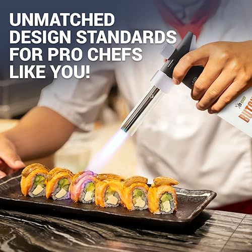 Miniatura 2 de Jo Chef Encendedor de butano profesional, cabezal de soplete de butano recargable, linterna de butano pequeña con bloqueo de seguridad y llama