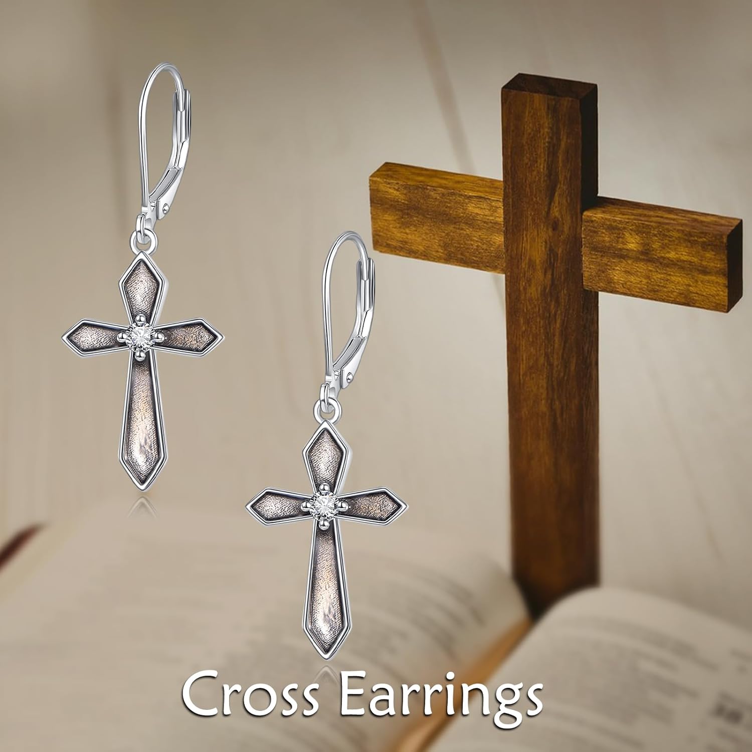 Cross Earrings 925 Sterling Silver Cross Dangle Drop Birthstone Earrings Jewelry Gifts for Women - Image 6