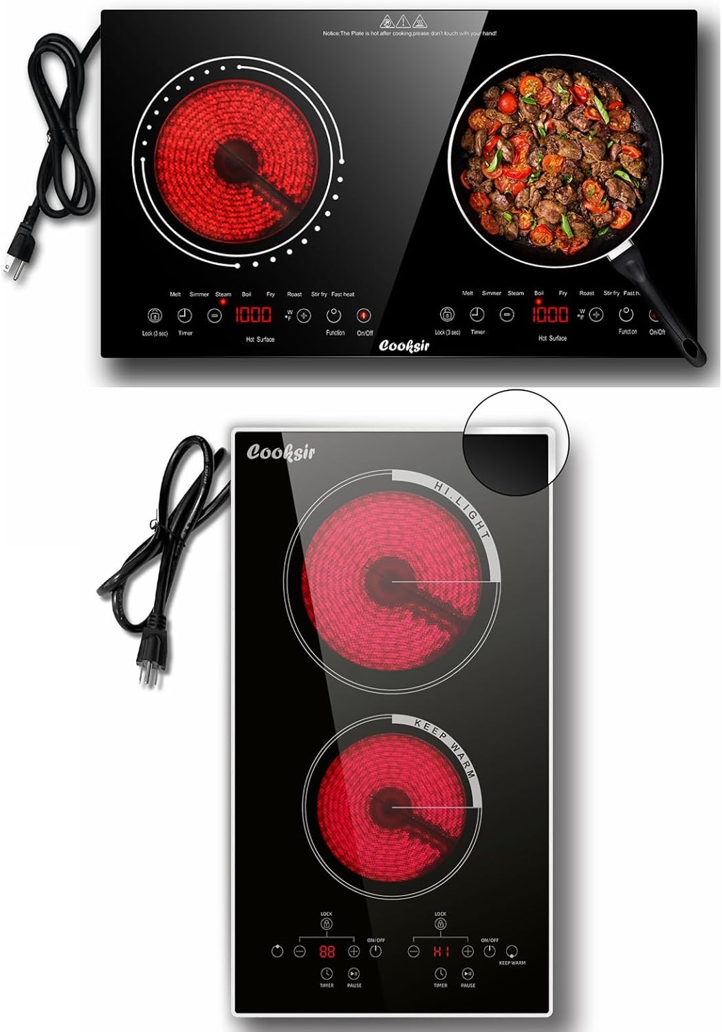 2 Burner Electric Cooktop 12 Inch and 24 Inch