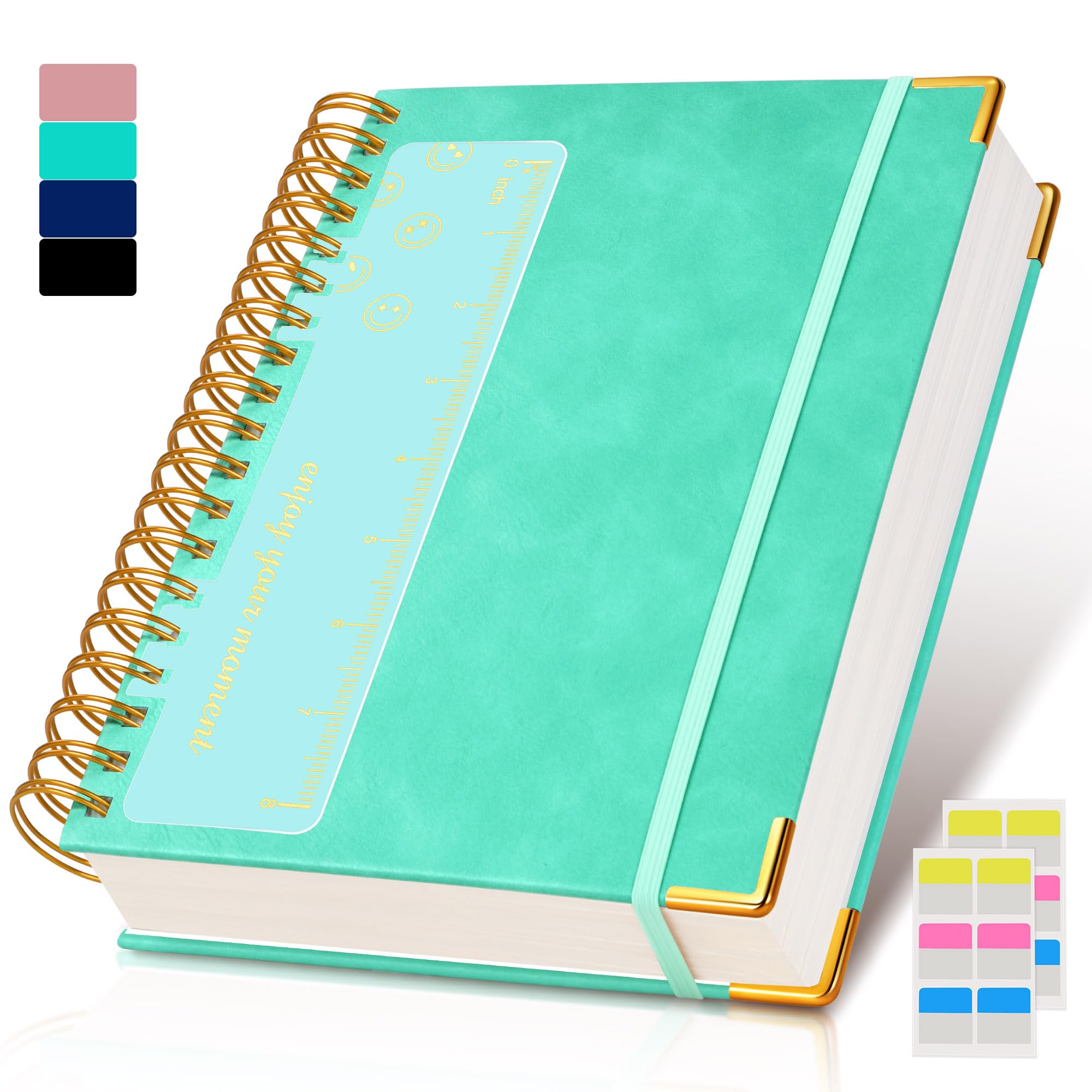 Spiral Notebook Journal 7.6” x 10”, 300 Pages Hardcover Leather Lined Journals for Women Men, B5 Large College Ruled Notebooks with 100 GSM Thick