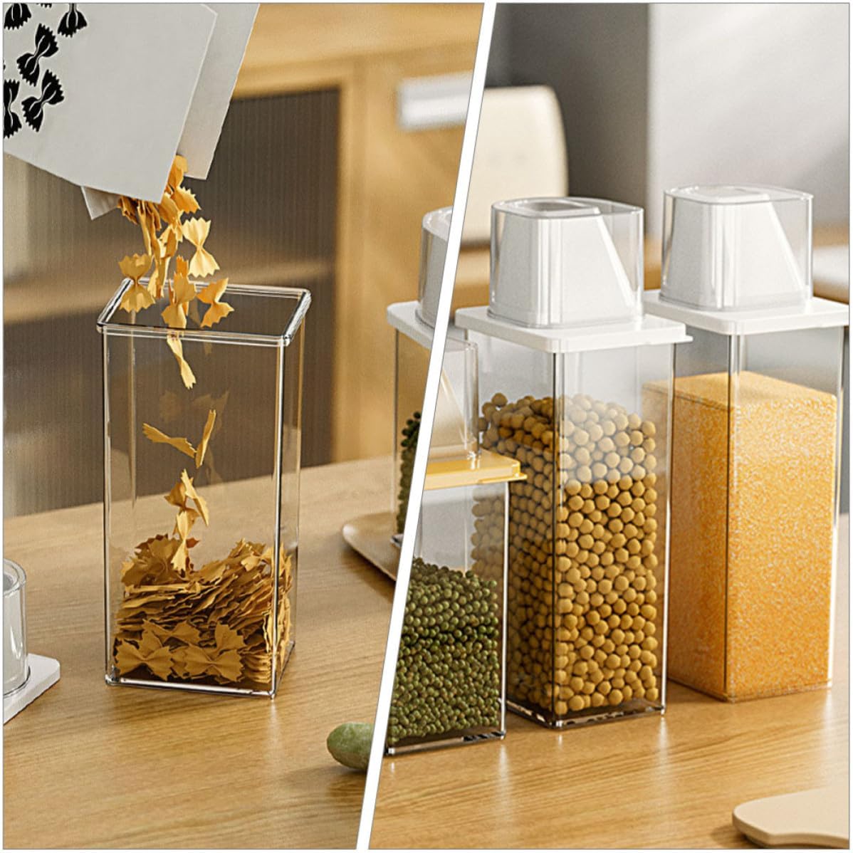 Airtight Rice Storage Container 1200ml Plastic Large Capacity Kitchen Jar | Design, Strong Bearing Capacity, Fresh Keeping for Grains Random Style