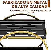 Vista 9 de Organizador de Maquillaje para Tocador, Organizador de Perfumes Negro Dorado para Cómoda, Organizadores de Encimera de Baño de 2 Niveles, Estante