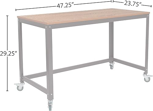 Miniatura 2 de Flash Furniture Livingston Collection - Mesa y escritorio para computadora en acabado de madera de roble marrón con ruedas de metal