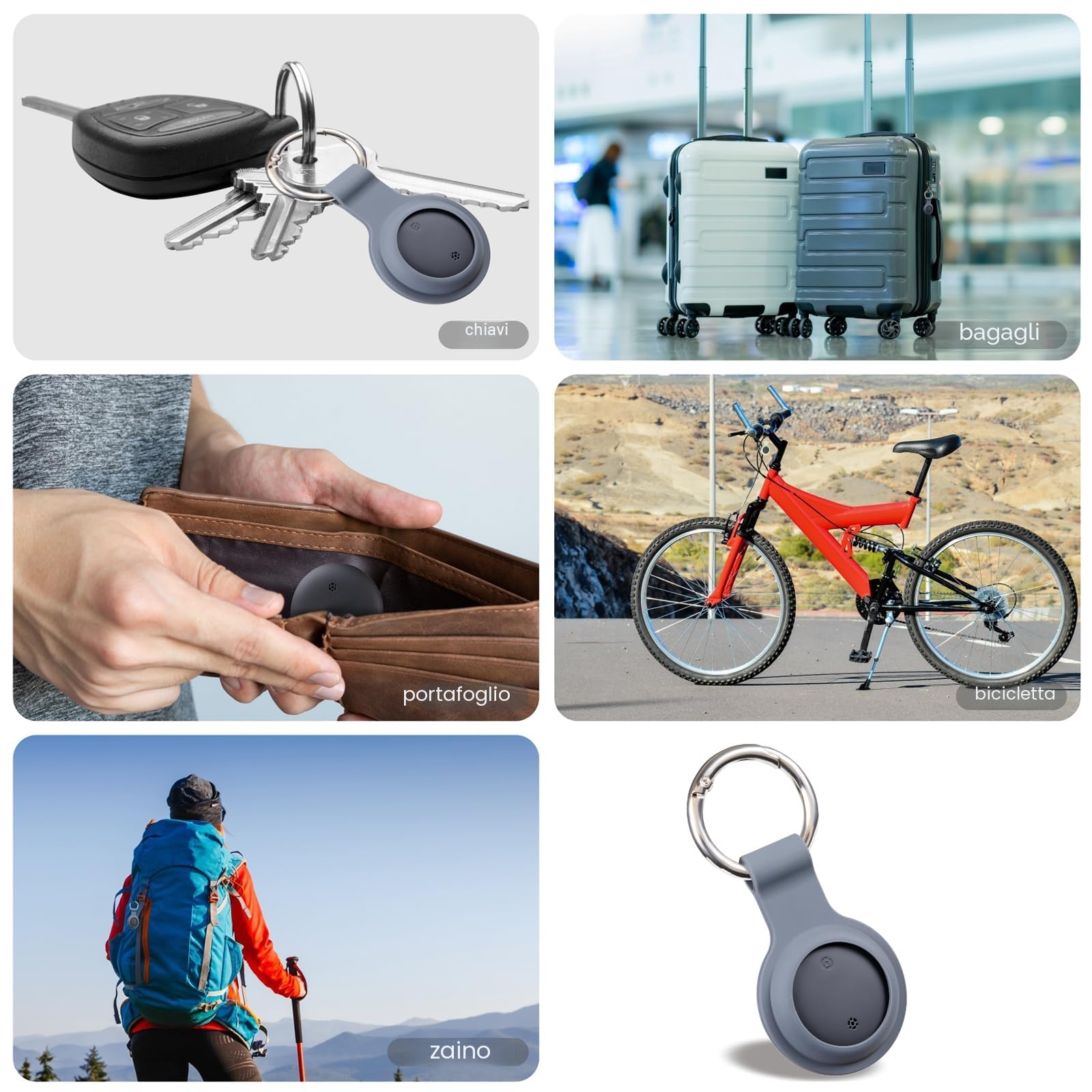 Reyke Tracker Android, Smart Tag Bluetooth, Localizzatore Chiavi | Compatibile con Google Find Hub, Solo Android, IP66, per Chiavi, Bagagli, Valigie e Portafogli, Nero, Confezione da 4