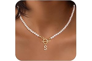 Dainty Freshwater Pearl Necklace, Personalized First Letter Pendant Necklace, Bridesmaid Jewelry