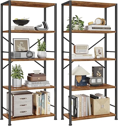 Miniatura 12 de Furologee Estantería Alta de 6 Niveles, Librero Industrial Estrecho, Unidades de Estantes de Exhibición de Pie, Organizador de Bastidor de Marrón