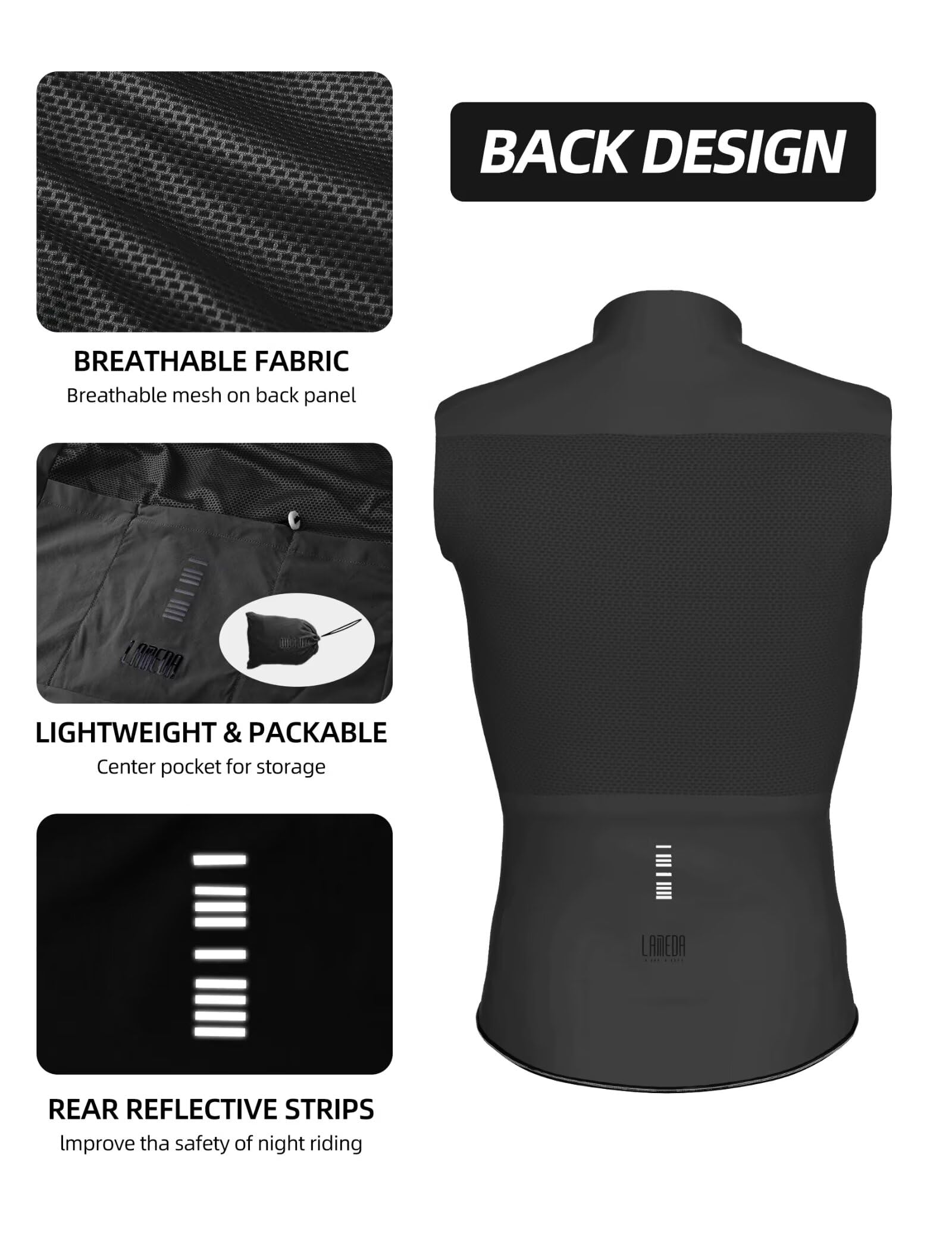 LAMEDA Chaleco Ciclismo Hombre para Hombre Mujer Ligero Secado Rápido Transpirable Chaqueta Deportiva Sin Mangas Cortaviento MTB Verano