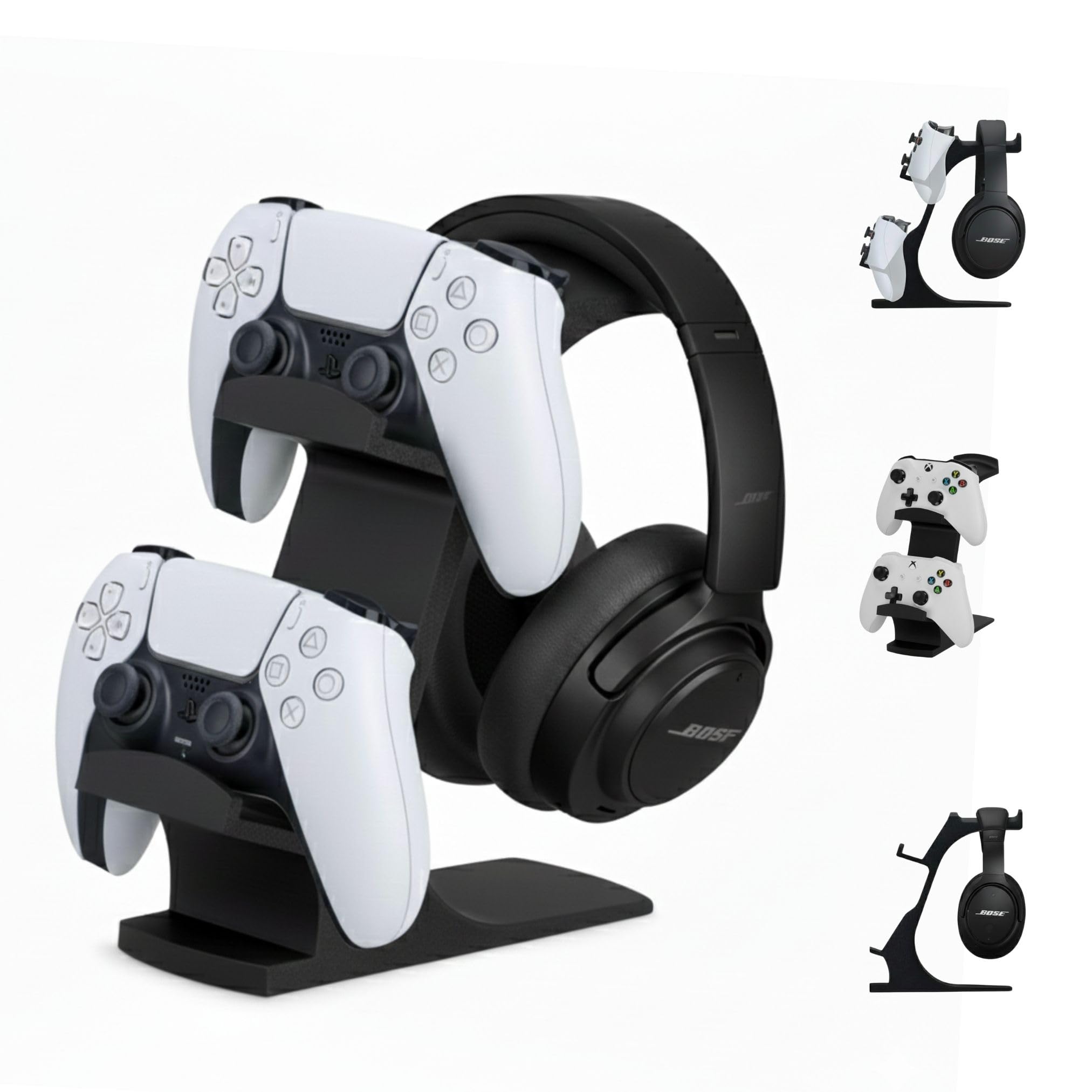 Double Controller Stand for Desk, Controller Holder, Compatible with Xbox Ps5 Controller Stand | Gamepad & Gaming PS5 Setup Accessory | Compatible with Xbox ONE, PS5, PS4, PC (Black)