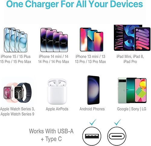 Miniatura 8 de BLACK+DECKER Cargador de coche USB C, compacto de 38 W de 2 puertos, cable tipo C a Lightning certificado Apple MFi, compatible con iPhone 15, 14,