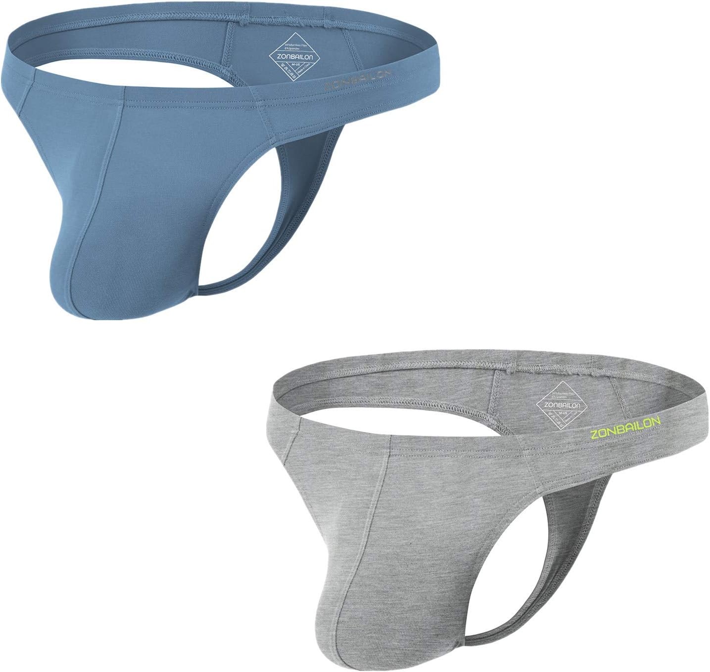 ZONBAILON Bamboo Mens Thong Underwear Sexy Man Thong Butt-Flaunting Mens G-String T-Back