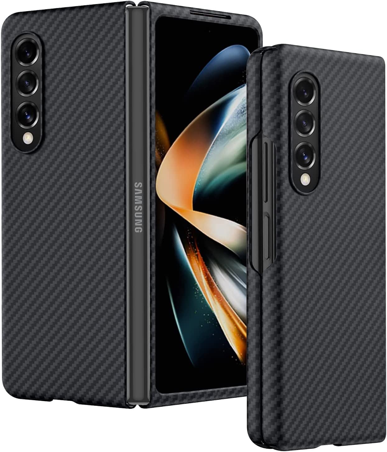 Midkart Front & Back Case Compatible with Samsung Galaxy Z Fold 4 Matte Carbon Pattern Sturdy Durable Aramid Fiber Super Light at 0.6mm Thin Protective Cover, Black (B0BHYQQ5SS) Amazon Price History, Amazon Price Tracker