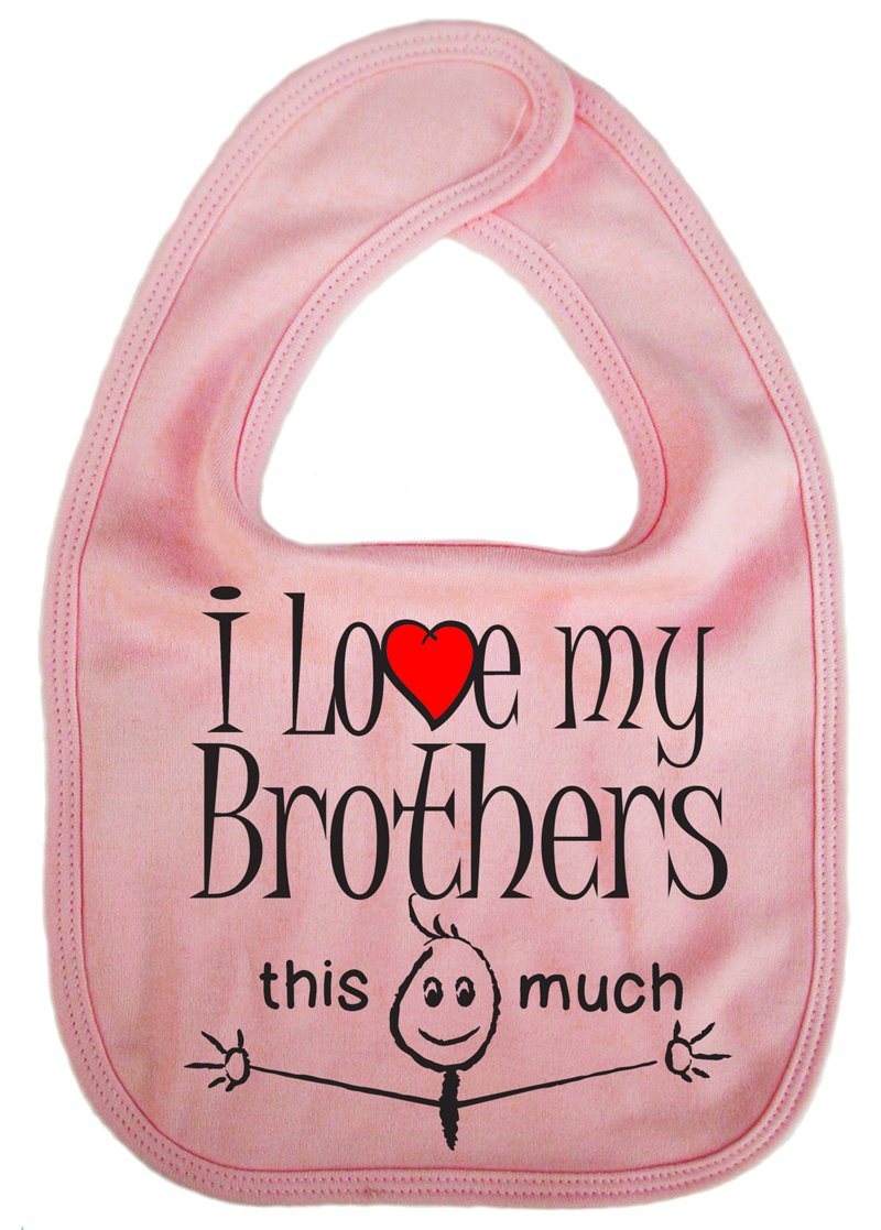 Image is Everything IiE, I Love My Brothers This Much, Sibling Baby Unisex Soft Cotton Feeding Bib, Pink