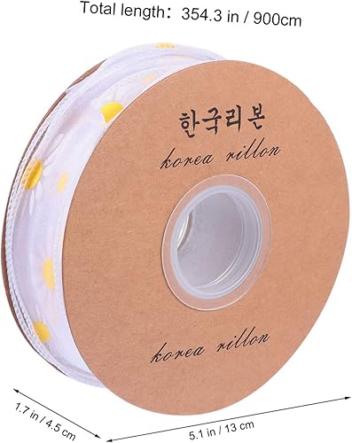 Miniatura 4 de VILLCASE 2 Rolls Valentine Packing Ribbon ribbon roll Card party supplies daisy Ribbon garland bow tie Tangle supplies little daisy wedding floral