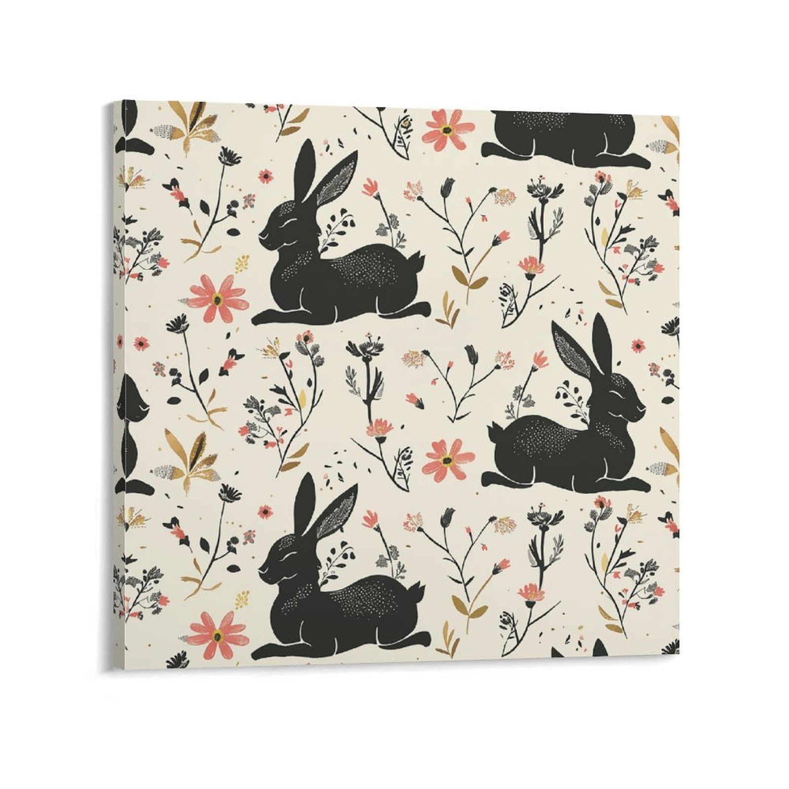 KLOPH Rabbit Outline Pattern Canvas Wall Art for Living Room 08x8inch Modern Artwork Painting for Bathroom Hanging Canvas Prints Aesthetic Wallart for Bedroom Kitchen Office Wall Decor