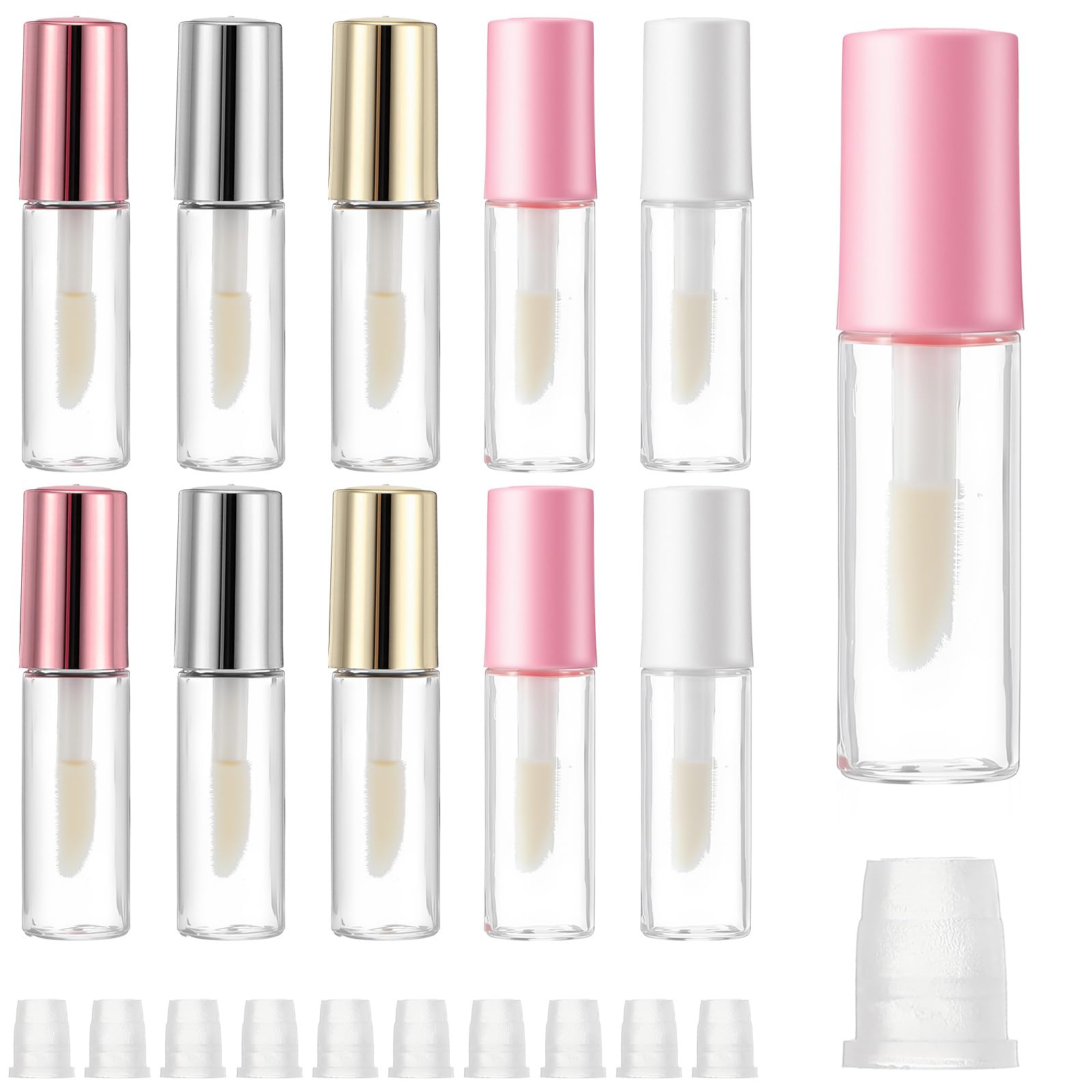 Photo 1 of 10 Pcs Lip Gloss Tubes Empty with Brush 1.2 ml Clear Plastic Lip Gloss Containers Empty Refillable Lips Glosses Tubes for Different Samples Travel Split Charging DIY Makeup