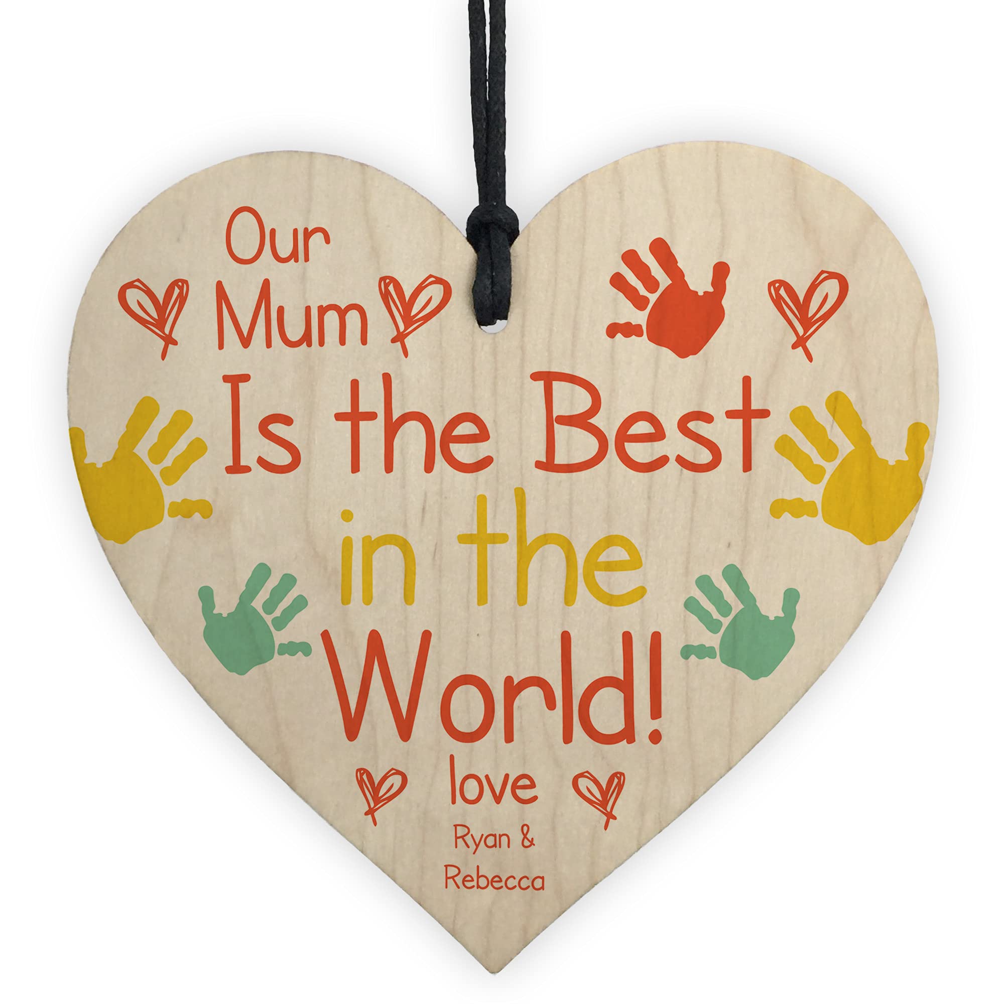 Red Ocean Personalised Best Mum Wood Heart Mothers Day Gift For Mum Novelty Birthday Gift For Her
