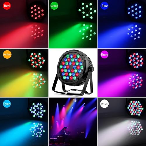 Miniatura 2 de OPPSK - Luces de escenario de 36 LED Par - Paquete de 2 luces de escenario RGB de 36 W con control remoto activado por sonido y control DMX para