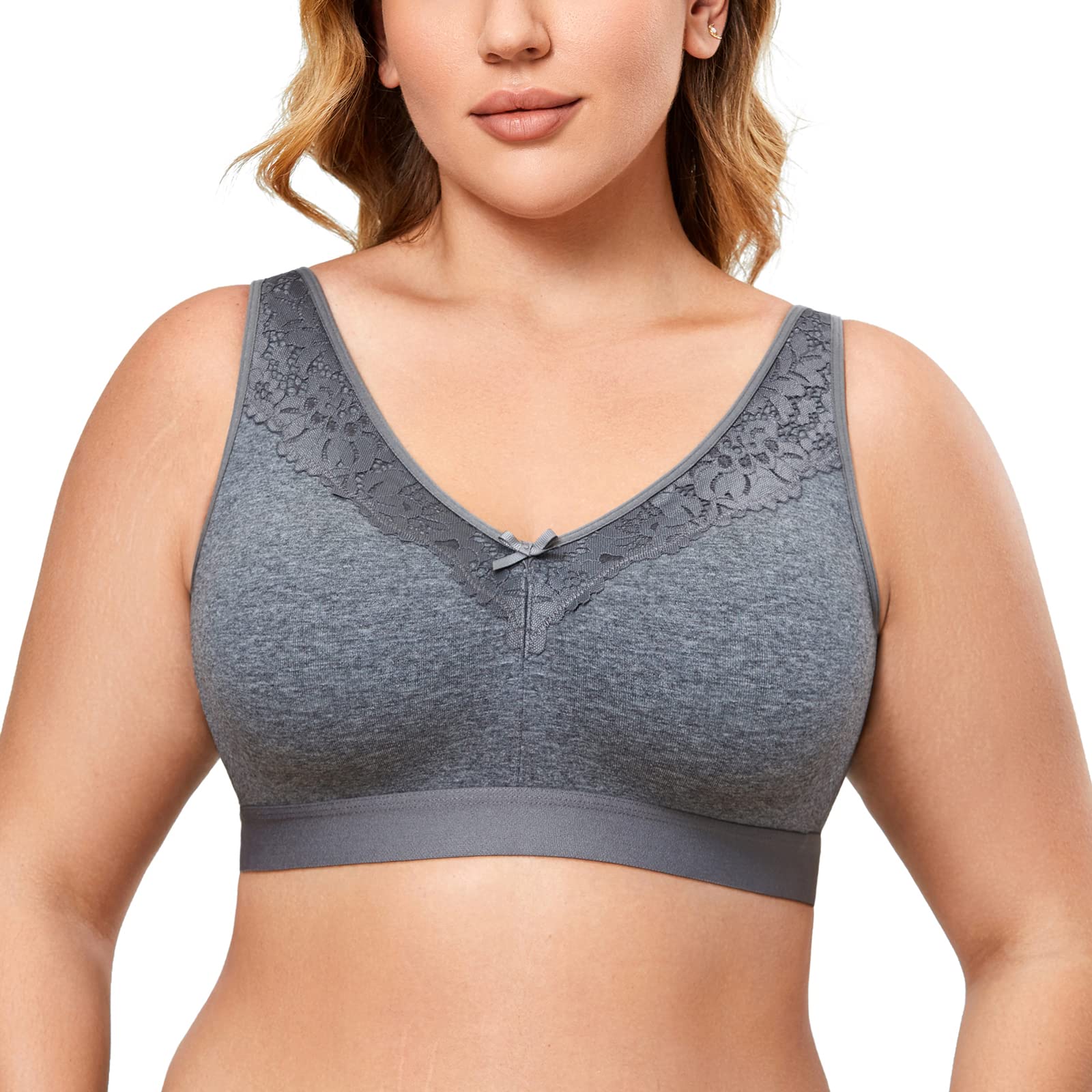 AISILINWomen's Wireless Cotton Bra Plus Size Full Coverage Unlined Sleep Comfort