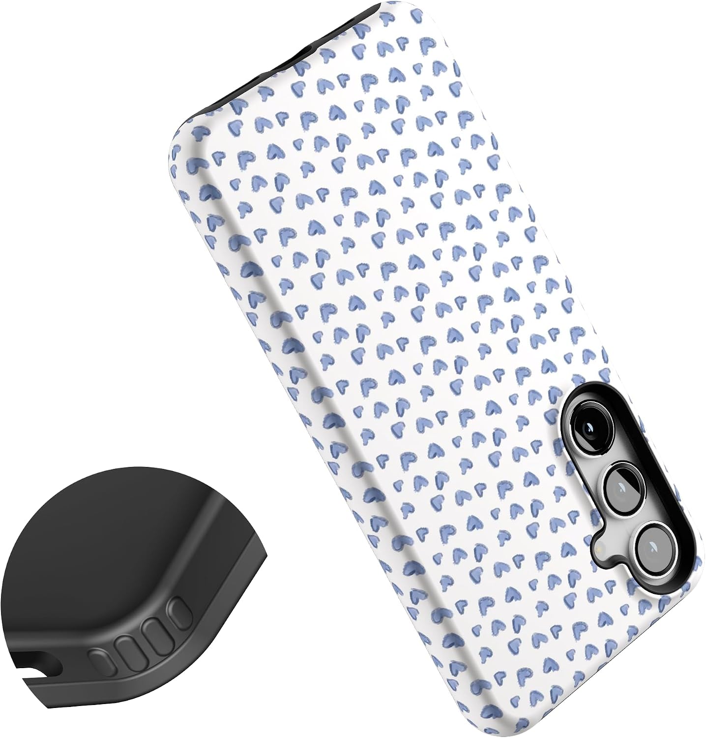 Casely Galaxy S24 Plus Case | Lovebug | Blue Hearts | Essential Slim Dual-Layer Protective Design