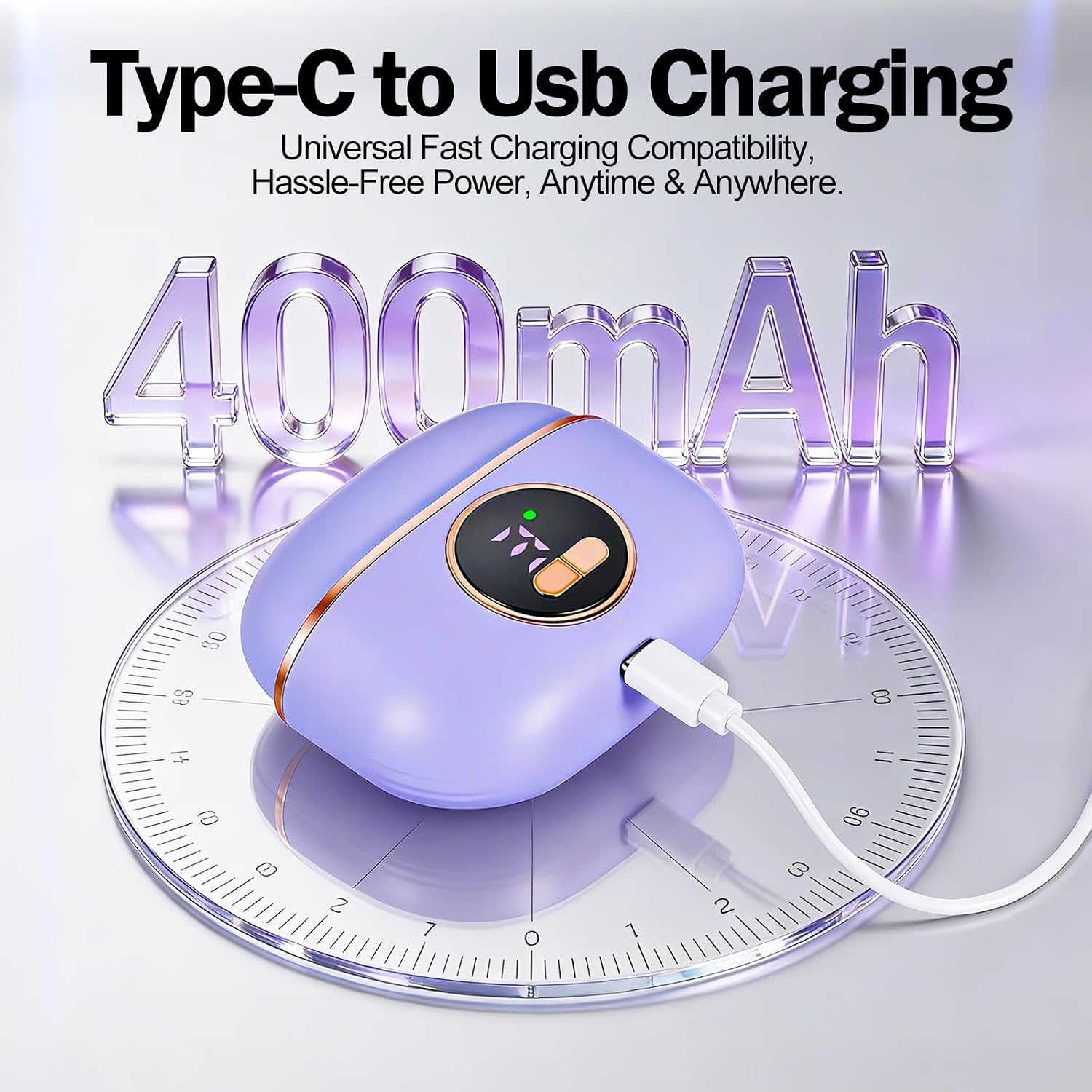 Electric Nail Clippers for Fingers and Toes, 3 in 1 Smart Nail Clipper Adjustable Speeds Rechargeable with Polishing LED Light for Seniors, Kids, Adults Purple