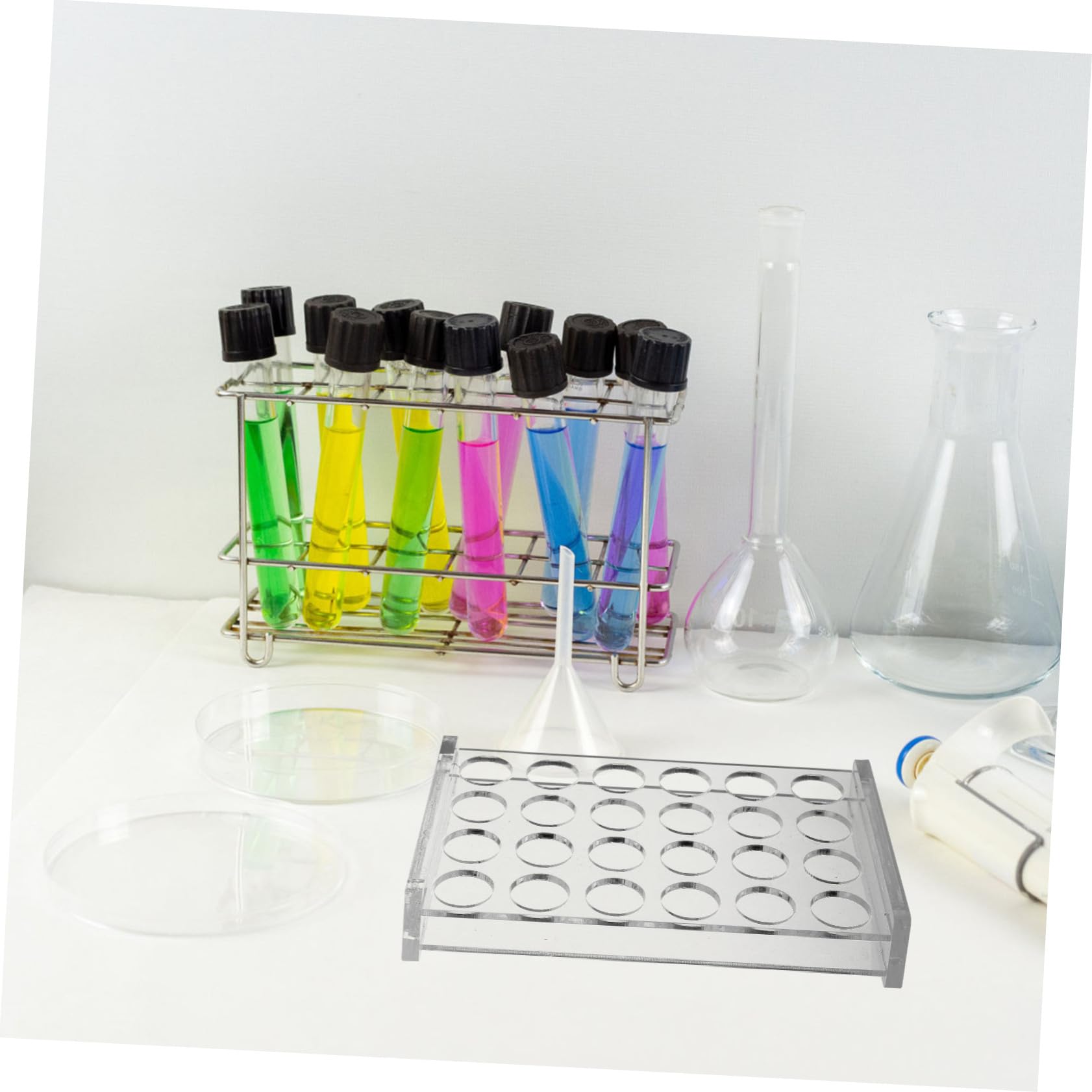 STOBAZA Space-saving Test Tube Holder Rack Acrylic 24 Slots Lab Sample Bottle Display