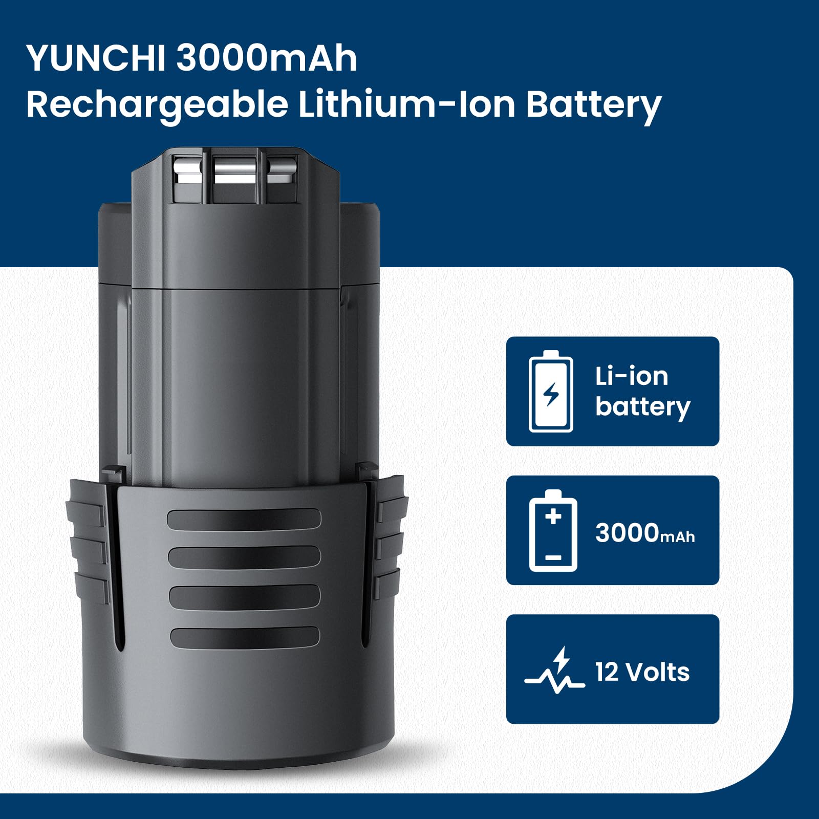 YUNCHI 3.0 Ah Ersatzakku für Bosch Akku 12V, Kompatibel mit Bosch Professional 12V System, 2 Pack