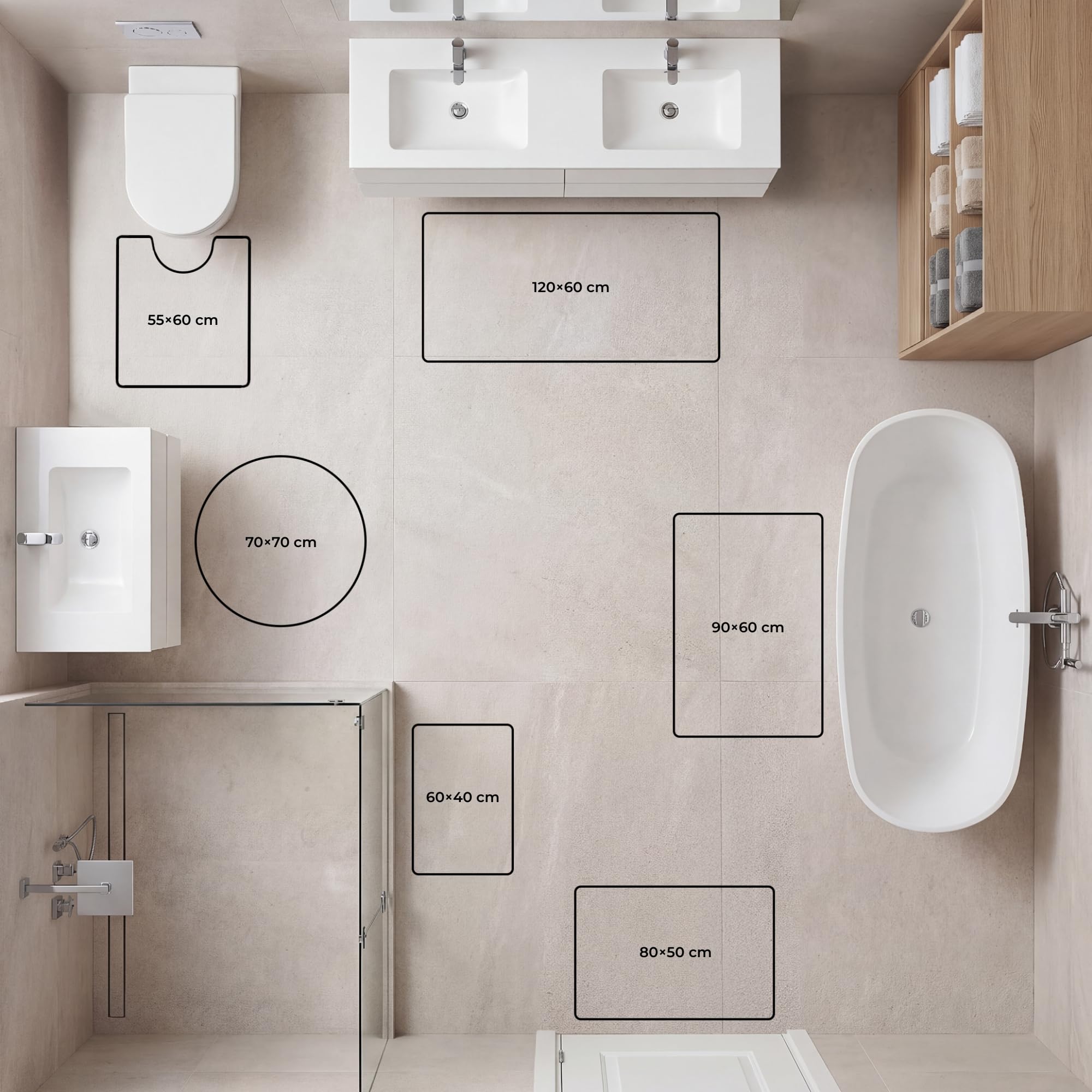 Alfombra Baño Rectangular 90x60 cm Decoracion Bathroom Mat Non Slip Shower Lavable Antideslizante Alfombrilla Tapete Banheiro Madera - Postes - Agua