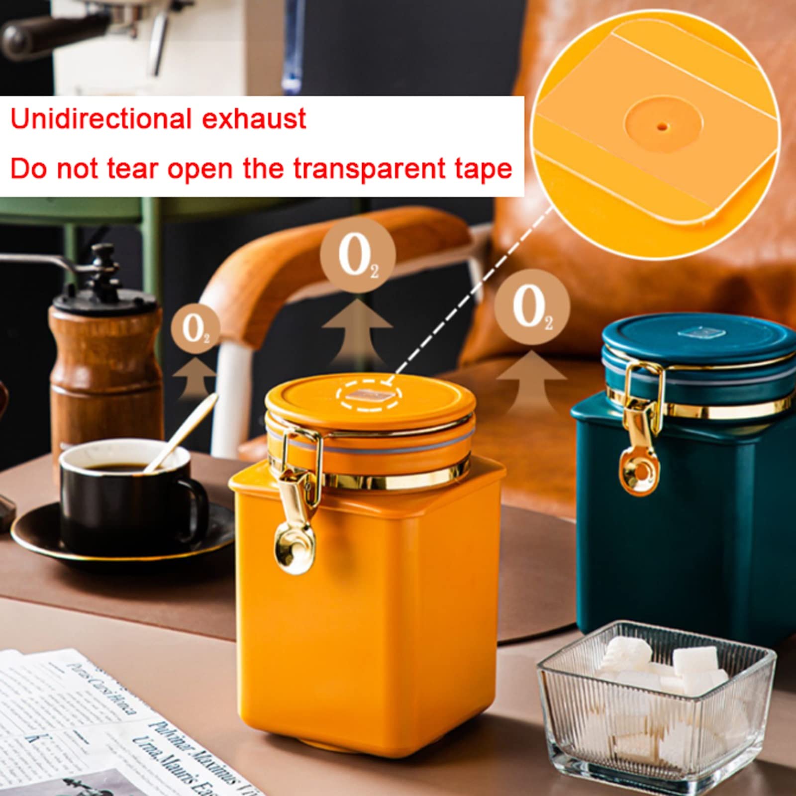 Teekanister Luftdichter Teedose-Kaffeebehälter, unidirektionale Entlüftung, versiegelte Dosen, luftdichter Behälter, Tee-Kaffeedose 37 Unzen (1,1 l), geeignet for große Mengen Tee, Kaffeebohnen, Nüsse