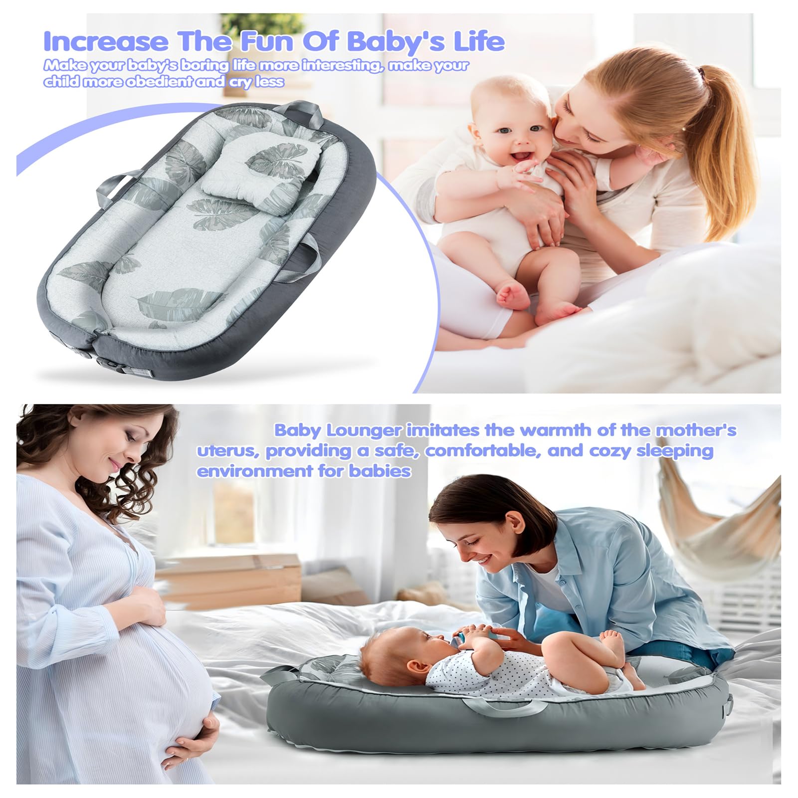 Babynest-Set mit Spielzeug, beaufsichtigter Baby-Schlafschale, weich und atmungsaktiv, 100 % Baumwolle, Schlafkopf-Baby, 76 cm x 53 cm, für 0–9 Monate. Unverzichtbares Geschenk für Neugeborene.