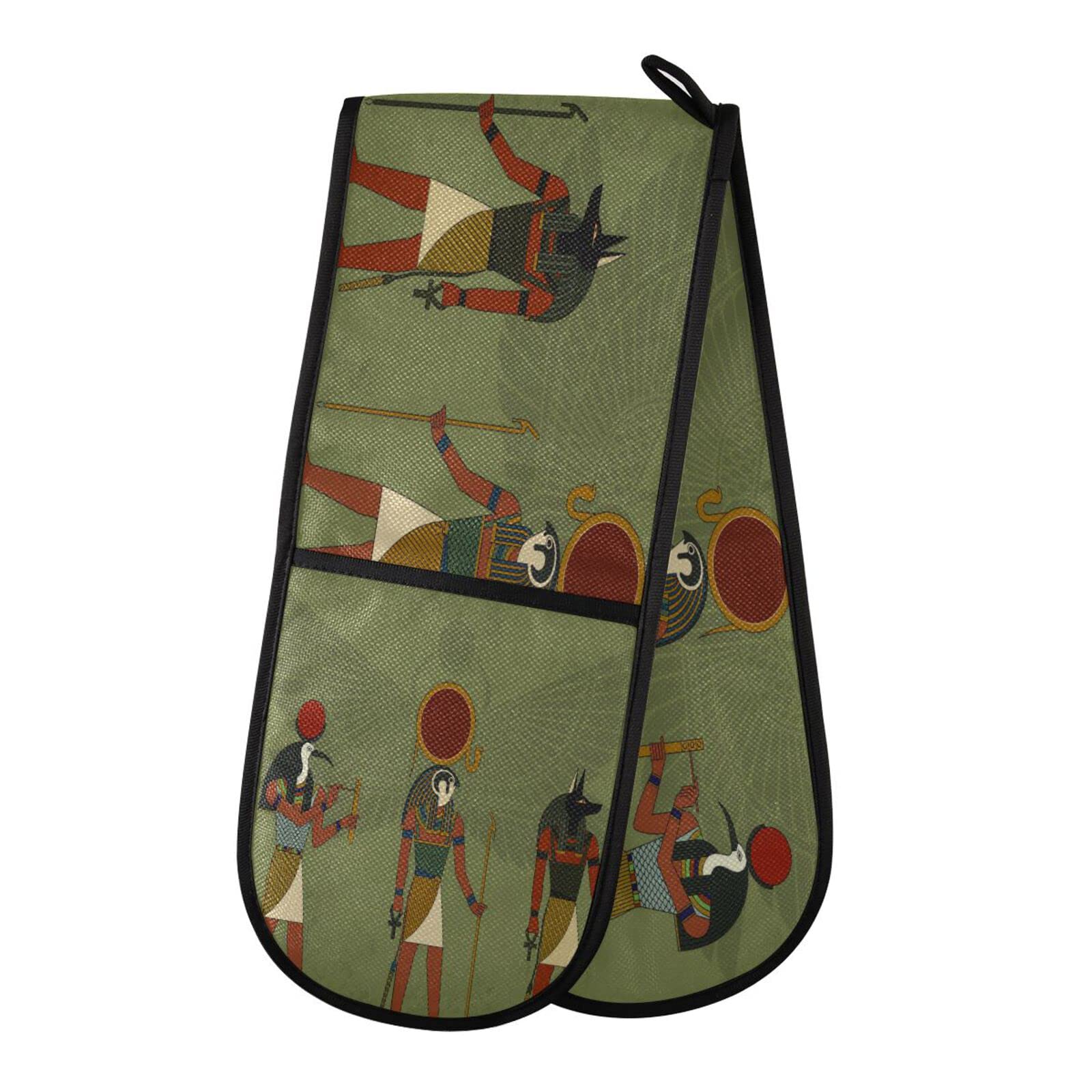Double Oven Glove Ancient Egypt Egyption Heat Resistant Double Ovens Mitt Modern Cooking Gloves Potholders — image 1
