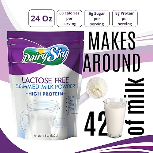 Miniatura 4 de DairySky Lactose Free Milk Powder 24 Oz - Non GMO Fat Free Powdered Milk for Baking & Coffee, Kosher with Protein & Calcium, Great Substitute for